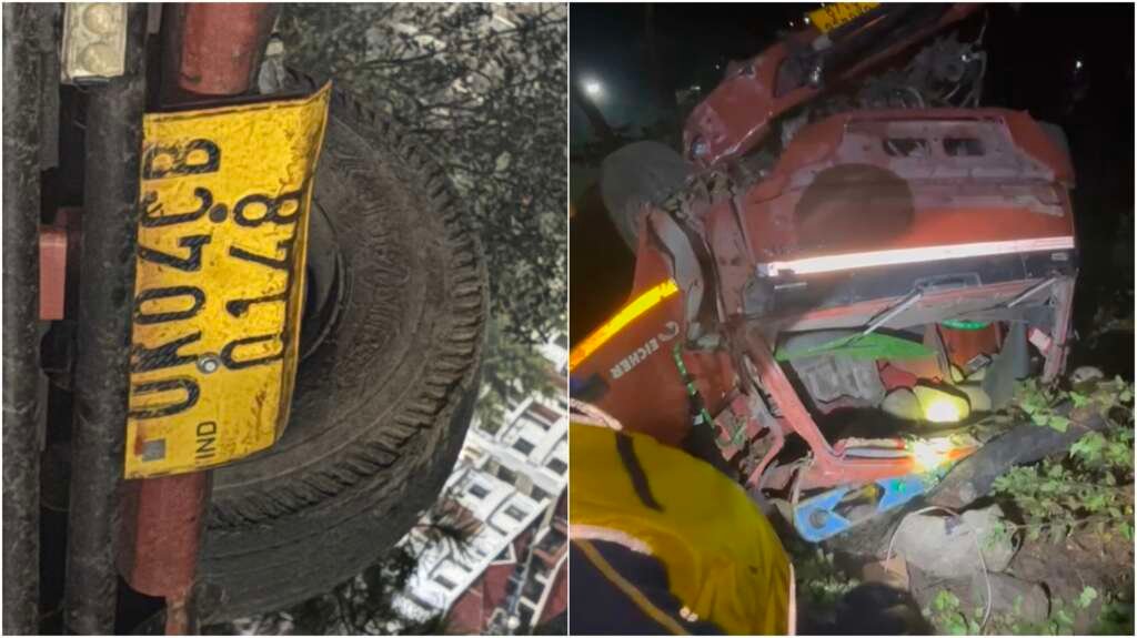 भीमताल के पास डम्पर हादसे का रेस्क्यू।